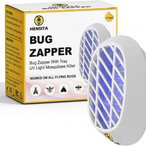 HENSITA Electronic Bug Zapper – Trampa de Interior Para insectos Para Mosquitos y Mosquitos voladores – Zapper de moscas e insectos Con Luz UV – Asesino de insectos ecológico (paquete de 2), Blanco