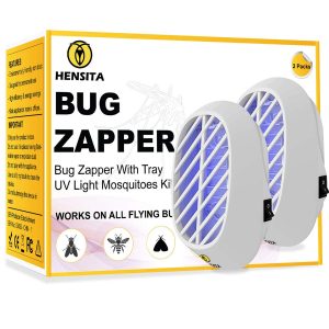HENSITA Electronic Bug Zapper – Trampa de Interior Para insectos Para Mosquitos y Mosquitos voladores – Zapper de moscas e insectos Con Luz UV – Asesino de insectos ecológico (paquete de 2), Blanco