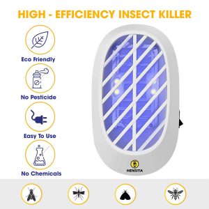 Tueur d’insectes d’intérieur – Éliminateur d’insectes Puissant et écologique Zapper Catcher – Tueur d’insectes 2 Paquets d’insectes électriques enfichables d’intérieur (Blanc)
