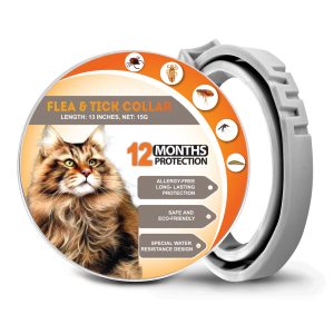 12-Months Cat Flea Collars, Flea Collar for Cats 13 Inches, Flea Treatment Cat from 100% Natural Ingredients, Waterproof Cat Flea Collar, One Size Fits All Flea Treatment Cat Collar