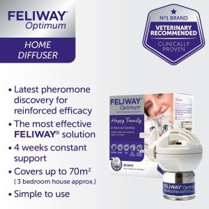 FELIWAY Optimum diffuser & 30 day refill, the best solution to ease cat anxiety, cat conflict and stress in the home, 48 ml (Pack of 1)